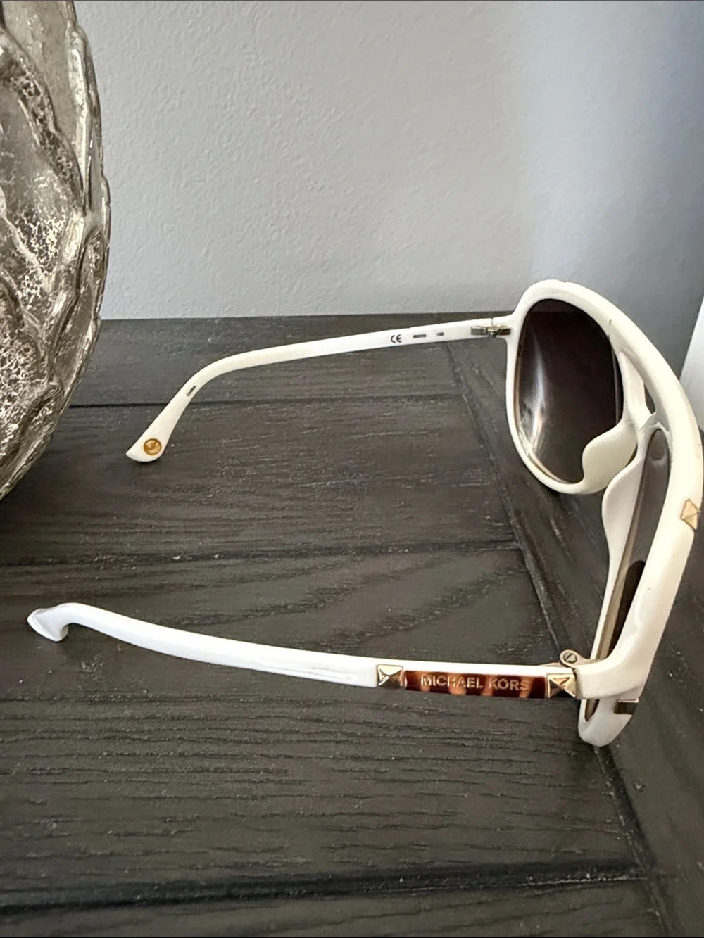 Michael Kors White and Gold Aviator Sunglasses